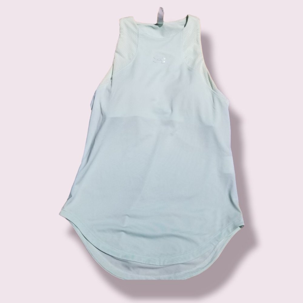 Under Armour Heat Gear Loose Racerback Tank Top Womens Workout Sea glass Blue